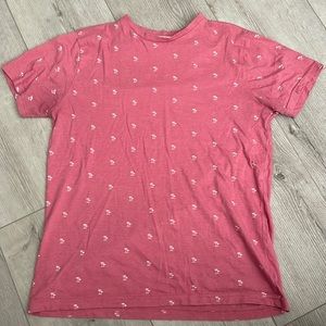 pink and white palm tree shirt size medium